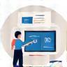 Illustration of a person contributing content