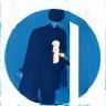 Illustration of a person opening a locked door